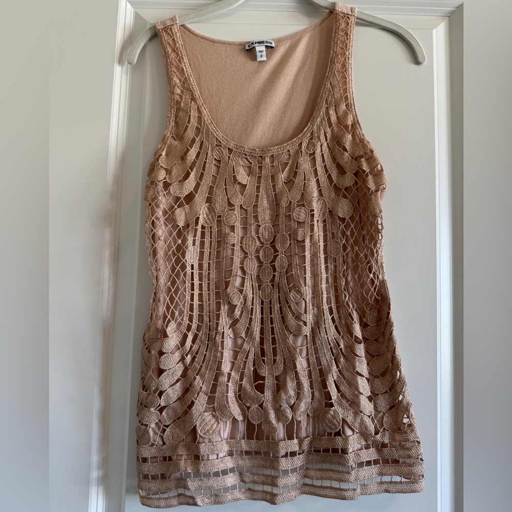 Express Lace Overlay Sleeveless Top